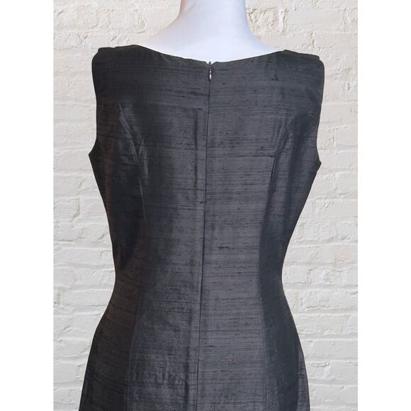 Karen Warren Black Sleeveless Raw Silk Cocktail Event Dress Sz 6 8 Wedding Guest - Picture 6 of 9
